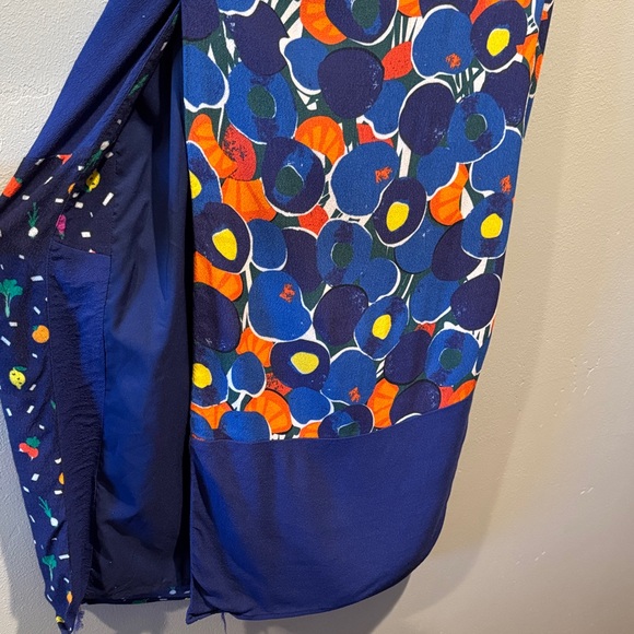 Staud Abstract Fruits and Veggie Blue Midi Knee Length Zip Back Colorful Skirt - Picture 4 of 16